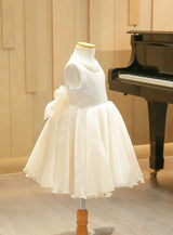 子供ドレス発表会・結婚式・おしゃれなDRESCCOのパールビジューソフトベージュオーガンジードレスの画像10