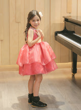 子供ドレス発表会・結婚式・おしゃれなDRESCCOのビジューストーンコーラルピンクドレスの画像2