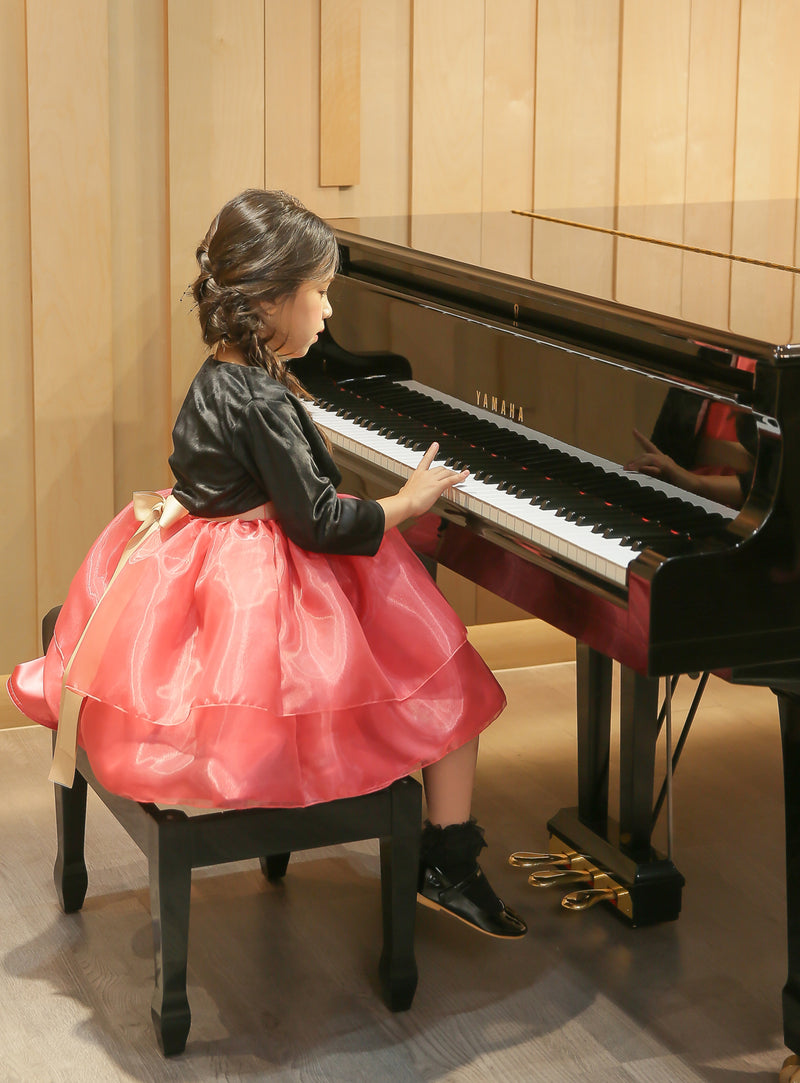 子供ドレス発表会・結婚式・おしゃれなDRESCCOのビジューストーンコーラルピンクドレスの画像8