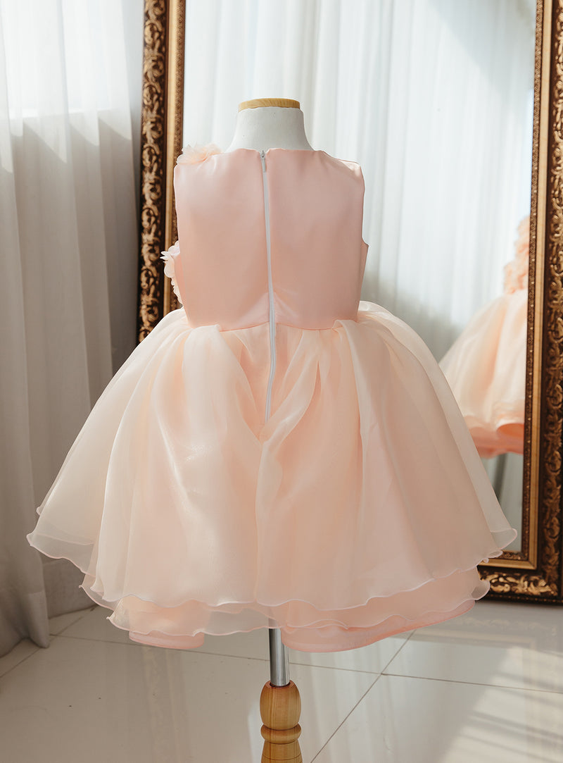 子供ドレス発表会・結婚式・おしゃれなDRESCCOのフラワーモチーフピーチピンクドレスの画像10