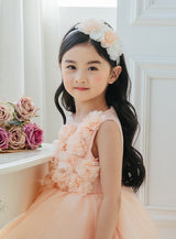 子供ドレス発表会・結婚式・おしゃれなDRESCCOのフラワーモチーフピーチピンクドレスの画像7