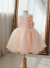 子供ドレス発表会・結婚式・おしゃれなDRESCCOのフラワーモチーフピーチピンクドレスの画像8