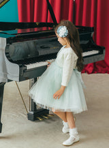 子供ドレス発表会・結婚式・おしゃれなDRESCCOのミントフラワーレースドレスの画像12