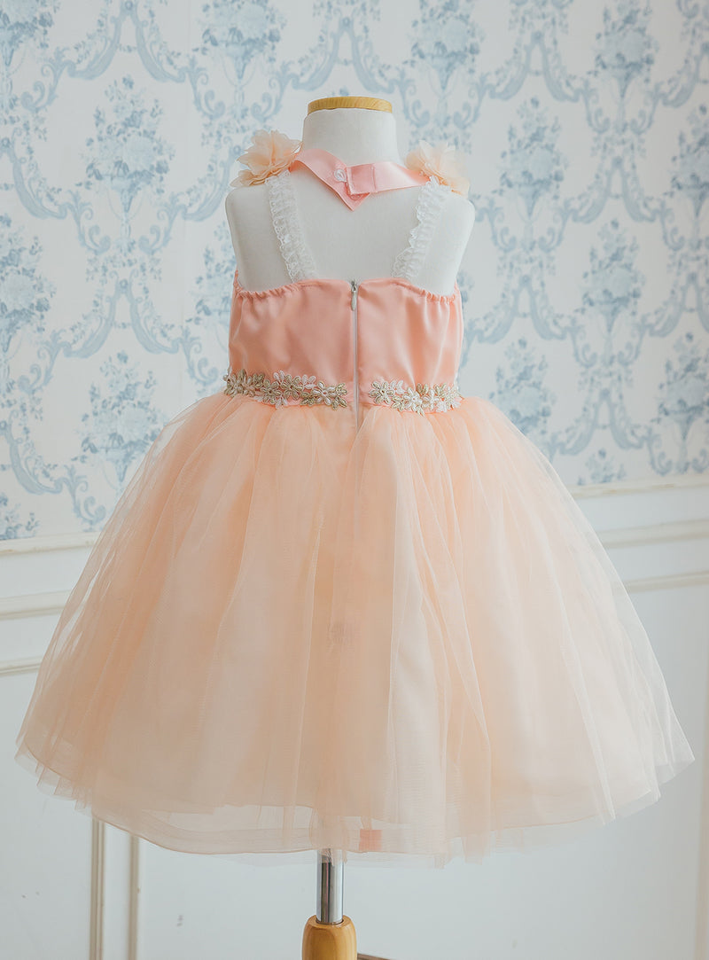 子供ドレス発表会・結婚式・おしゃれなDRESCCOのピーチピンクホルターネックドレスの画像13