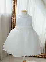 子供ドレス発表会・結婚式・おしゃれなDRESCCOのツーラインオフホワイトシフォンドレスの画像9