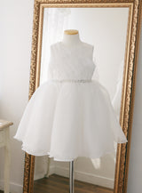 子供ドレス発表会・結婚式・おしゃれなDRESCCOのホワイトジュエリーベルトシフォンドレスの画像10