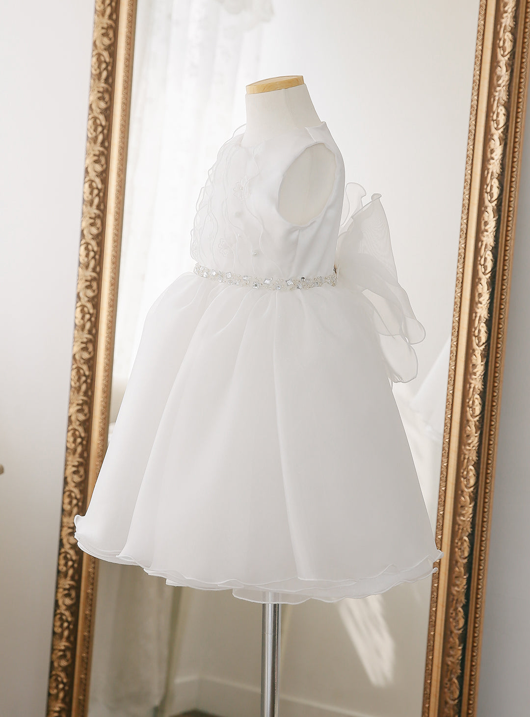 子供ドレス発表会・結婚式・おしゃれなDRESCCOのホワイトジュエリーベルトシフォンドレスの画像11