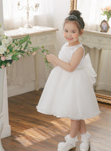 子供ドレス発表会・結婚式・おしゃれなDRESCCOのホワイトジュエリーベルトシフォンドレスの画像5