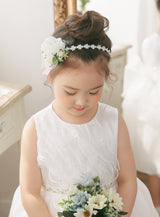 子供ドレス発表会・結婚式・おしゃれなDRESCCOのホワイトジュエリーベルトシフォンドレスの画像9
