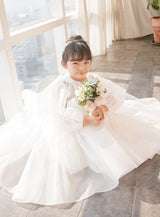 子供ドレス発表会・結婚式・おしゃれなDRESCCOのミューズフルフレアロングドレス（ホワイト）の画像6