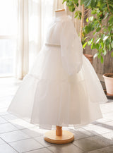 子供ドレス発表会・結婚式・おしゃれなDRESCCOのミューズフルフレアロングドレス（ホワイト）の画像8