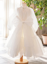 子供ドレス発表会・結婚式・おしゃれなDRESCCOのミューズフルフレアロングドレス（ホワイト）の画像9