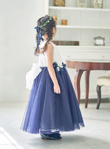 子供ドレス発表会・結婚式・おしゃれなDRESCCOのホワイトブルーパープルジュエリーロングドレスの画像7