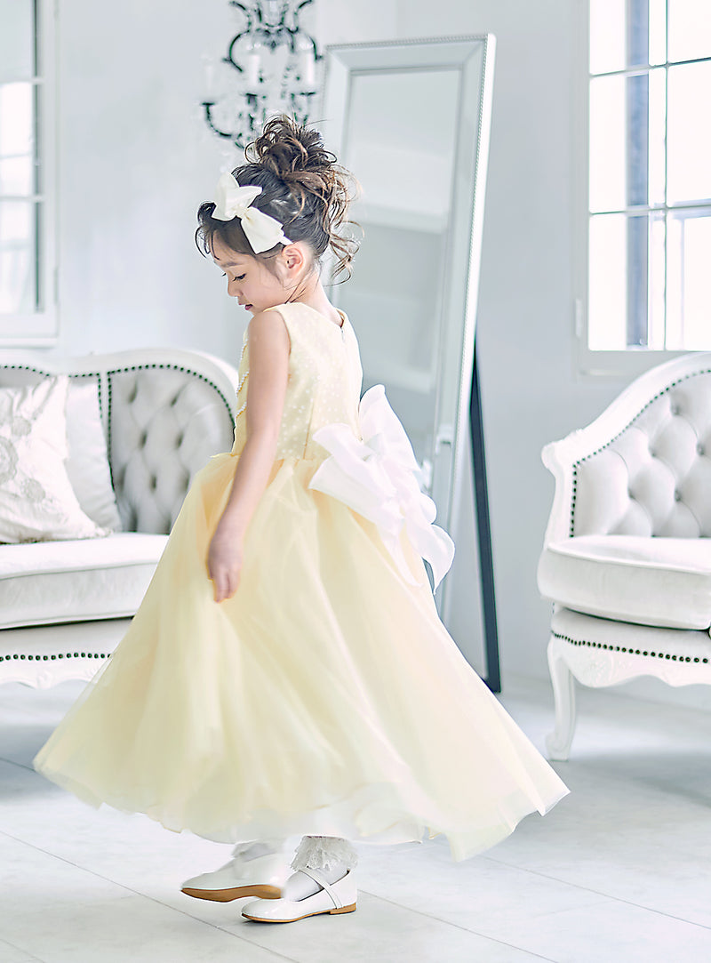 子供ドレス発表会・結婚式・おしゃれなDRESCCOのイエロージュエリーロングドレスの画像6