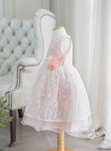 子供ドレス発表会・結婚式・おしゃれなDRESCCOのD-SU-145-2-オーガンジーフラワー刺繍ピンクドレスの画像11