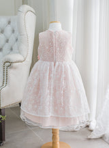 子供ドレス発表会・結婚式・おしゃれなDRESCCOのD-SU-145-2-オーガンジーフラワー刺繍ピンクドレスの画像12