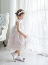 子供ドレス発表会・結婚式・おしゃれなDRESCCOのD-SU-145-2-オーガンジーフラワー刺繍ピンクドレスの画像2