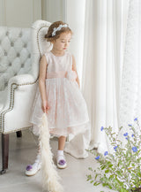 子供ドレス発表会・結婚式・おしゃれなDRESCCOのD-SU-145-2-オーガンジーフラワー刺繍ピンクドレスの画像3
