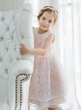 子供ドレス発表会・結婚式・おしゃれなDRESCCOのD-SU-145-2-オーガンジーフラワー刺繍ピンクドレスの画像8