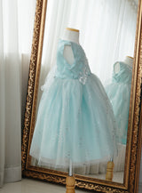 子供ドレス発表会・結婚式・おしゃれなDRESCCOのD-SU-173-ミントグリーンシルバーリバードレスの画像13