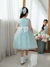 子供ドレス発表会・結婚式・おしゃれなDRESCCOのD-SU-173-ミントグリーンシルバーリバードレスの画像5