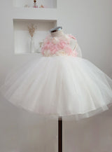 子供ドレス発表会・結婚式・おしゃれなDRESCCOのD-SU-226-アイボリーピンクシフォンローズドレスの画像11