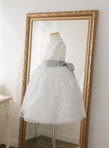 子供ドレス発表会・結婚式・おしゃれなDRESCCOのD-SU-30-14-シルバースパンコールレースドレスの画像14