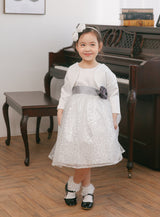 子供ドレス発表会・結婚式・おしゃれなDRESCCOのD-SU-30-9-シルバースパンコールレースドレスの画像9