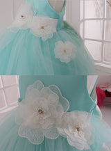 子供ドレス発表会・結婚式・おしゃれなDRESCCOのD-SU-57-3-ミントブルーフラワーリーフドレスの画像18