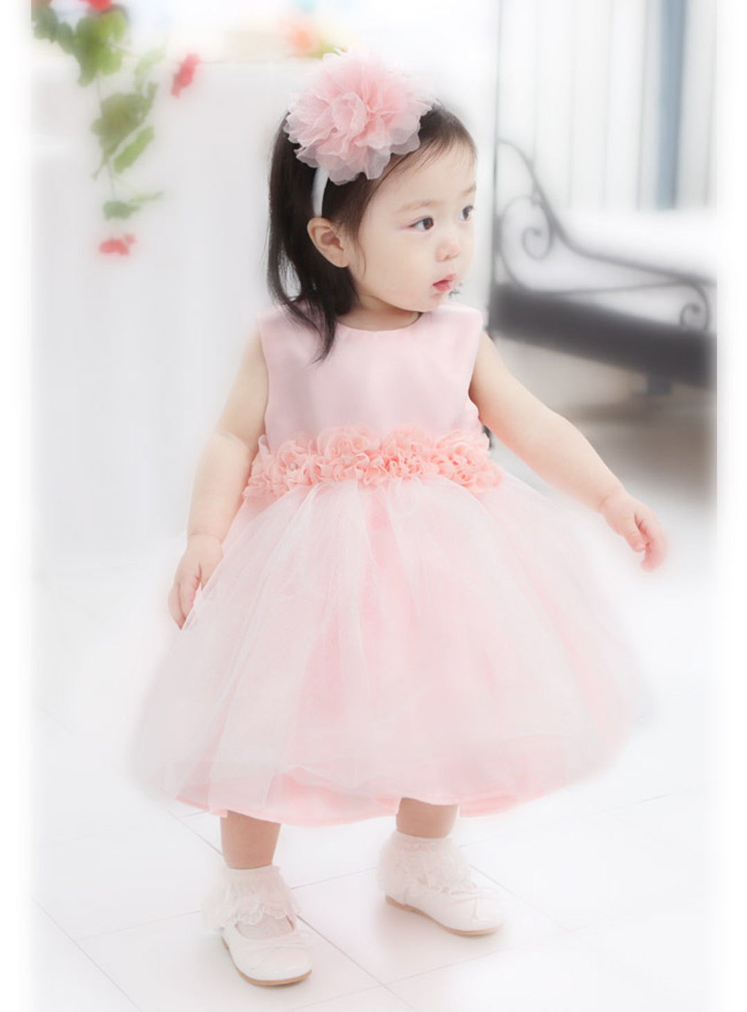 子供ドレス発表会・結婚式・おしゃれなDRESCCOのD-SU-98-3-ベビーピンクローズベルトドレスの画像14