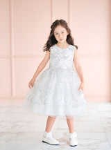 子供ドレス発表会・結婚式・おしゃれなDRESCCOのホワイトフラワーラッセルレースドレスの画像1