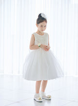 子供ドレス発表会・結婚式・おしゃれなDRESCCOのD-SU-225-フラワーチュールホワイトドレスの画像2