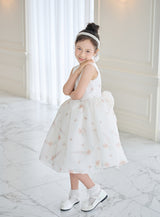 子供ドレス発表会・結婚式・おしゃれなDRESCCOのD-SU-211-2-オレンジフラワープリントオーガンジードレスの画像3