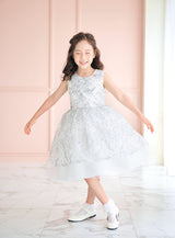 子供ドレス発表会・結婚式・おしゃれなDRESCCOのホワイトフラワーラッセルレースドレスの画像3