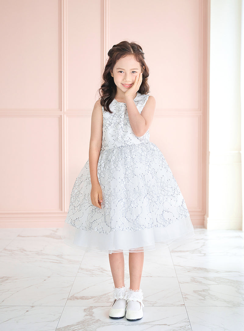 子供ドレス発表会・結婚式・おしゃれなDRESCCOのホワイトフラワーラッセルレースドレスの画像4