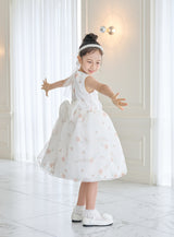 子供ドレス発表会・結婚式・おしゃれなDRESCCOのD-SU-211-2-オレンジフラワープリントオーガンジードレスの画像5