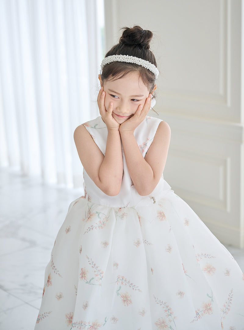 子供ドレス発表会・結婚式・おしゃれなDRESCCOのD-SU-211-2-オレンジフラワープリントオーガンジードレスの画像7