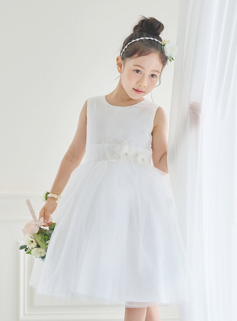 子供ドレス発表会・結婚式・おしゃれなDRESCCOのD-SU-57-1-ホワイトフラワーリーフドレスの画像7