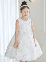 子供ドレス発表会・結婚式・おしゃれなDRESCCOのD-SU-211-2-オレンジフラワープリントオーガンジードレスの画像8