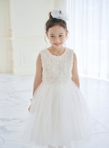 子供ドレス発表会・結婚式・おしゃれなDRESCCOのD-SU-225-フラワーチュールホワイトドレスの画像9