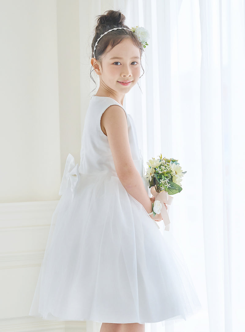 子供ドレス発表会・結婚式・おしゃれなDRESCCOのD-SU-57-1-ホワイトフラワーリーフドレスの画像11