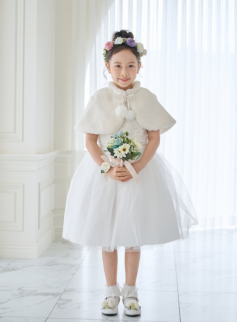 子供ドレス発表会・結婚式・おしゃれなDRESCCOのD-SU-225-フラワーチュールホワイトドレスの画像12