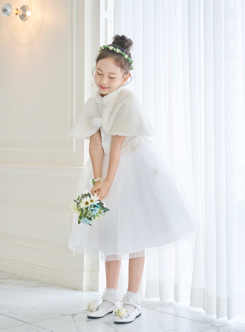 子供ドレス発表会・結婚式・おしゃれなDRESCCOのD-SU-57-1-ホワイトフラワーリーフドレスの画像13