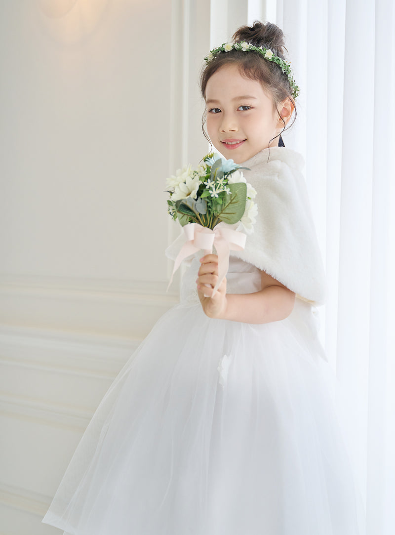 子供ドレス発表会・結婚式・おしゃれなDRESCCOのD-SU-57-1-ホワイトフラワーリーフドレスの画像14