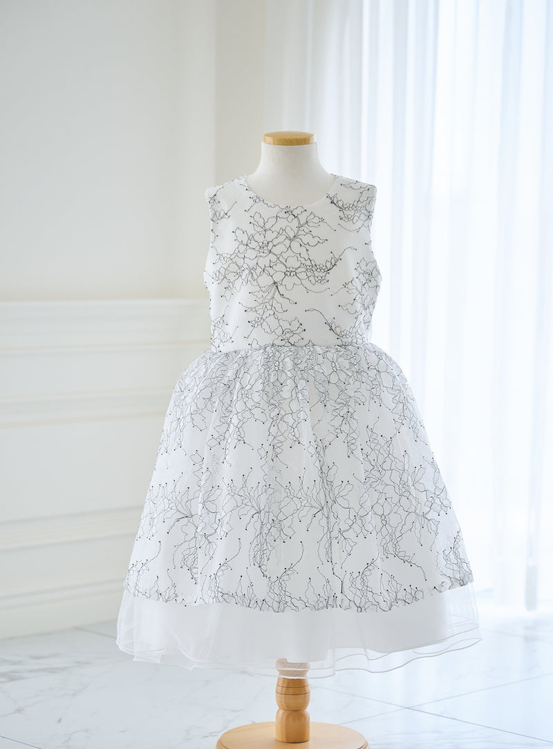 子供ドレス発表会・結婚式・おしゃれなDRESCCOのホワイトフラワーラッセルレースドレスの画像14