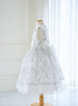 子供ドレス発表会・結婚式・おしゃれなDRESCCOのホワイトフラワーラッセルレースドレスの画像15