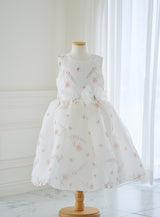 子供ドレス発表会・結婚式・おしゃれなDRESCCOのD-SU-211-2-オレンジフラワープリントオーガンジードレスの画像17