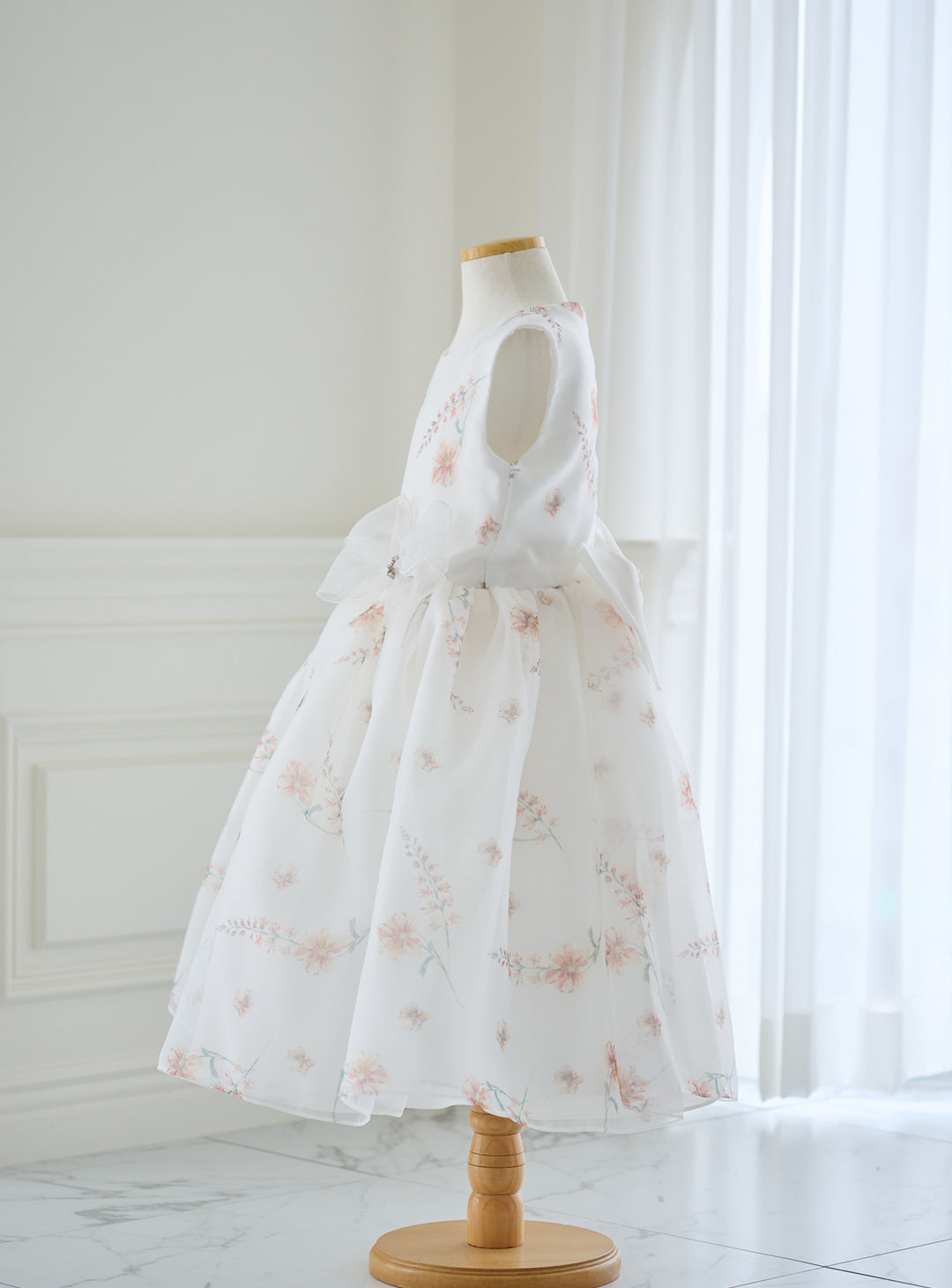 子供ドレス発表会・結婚式・おしゃれなDRESCCOのD-SU-211-2-オレンジフラワープリントオーガンジードレスの画像18