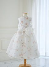 子供ドレス発表会・結婚式・おしゃれなDRESCCOのD-SU-211-2-オレンジフラワープリントオーガンジードレスの画像19